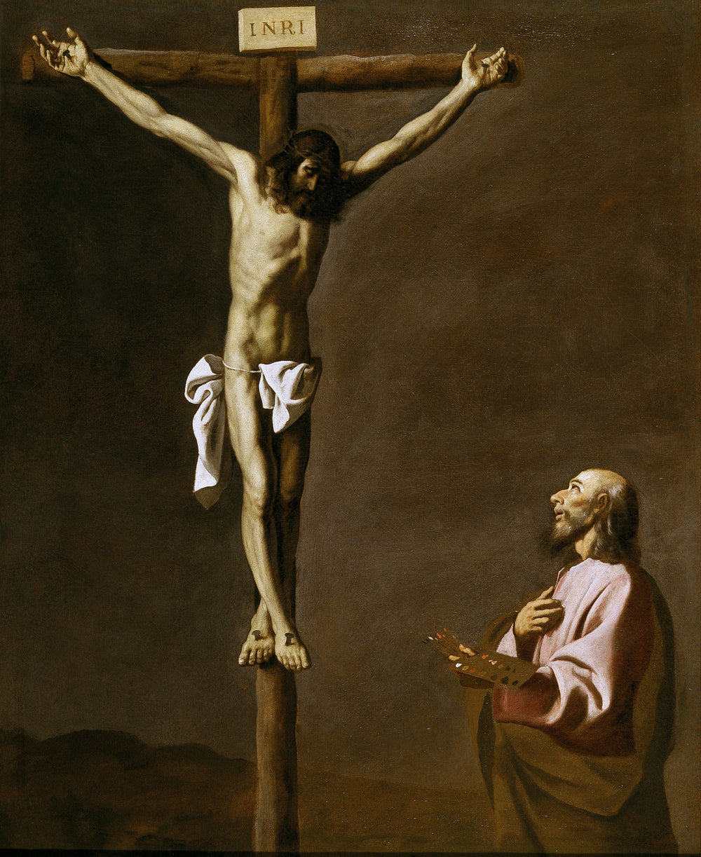 Saint Luc en peintre, devant le Christ en croix - Francisco de Zurbarán image 1 reproduction d’œuvre d’art à l’huile