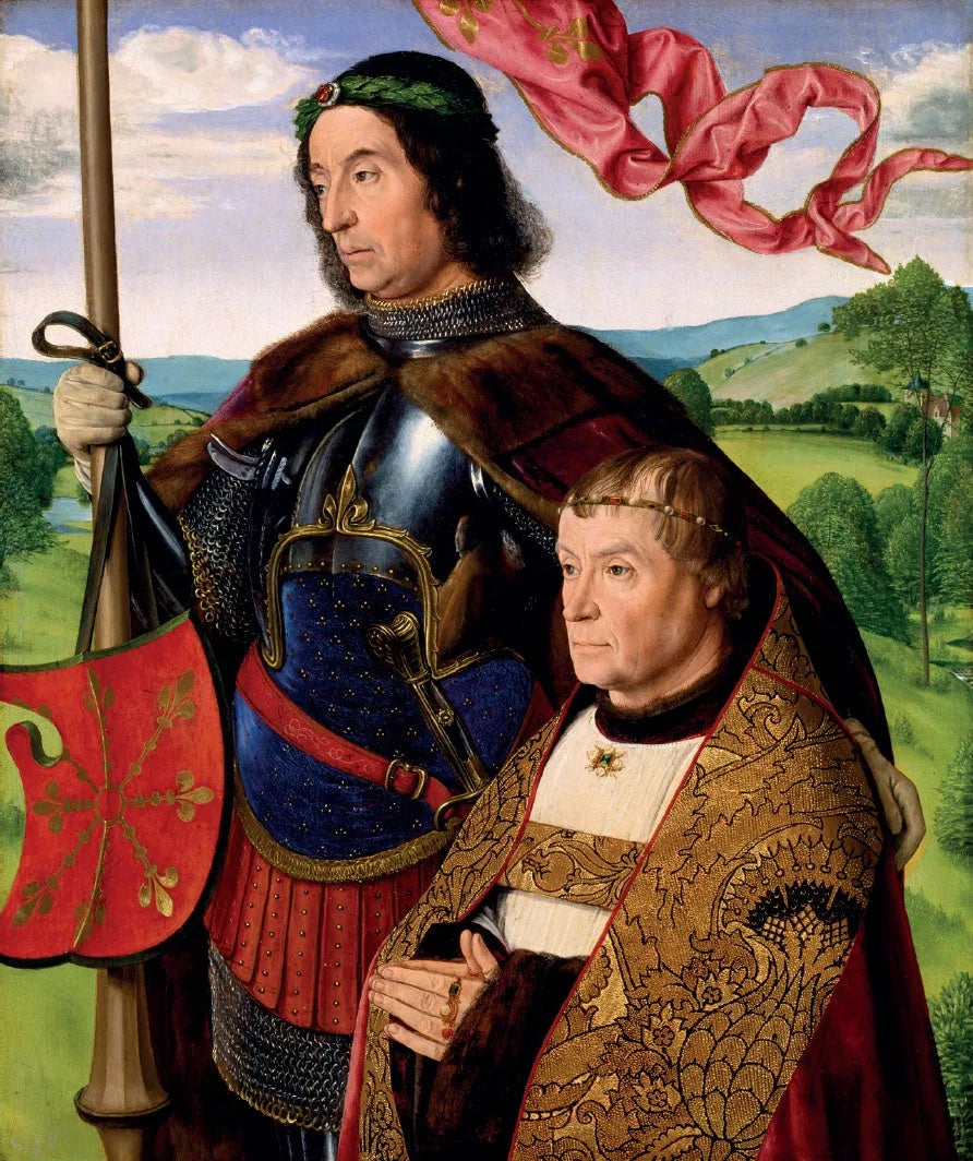 Saint Maurice et Jean de La Barre, trésorier du chapitre Saint-Maurice d'Angers - Jean Hey image 1 reproduction de peinture à l’huile