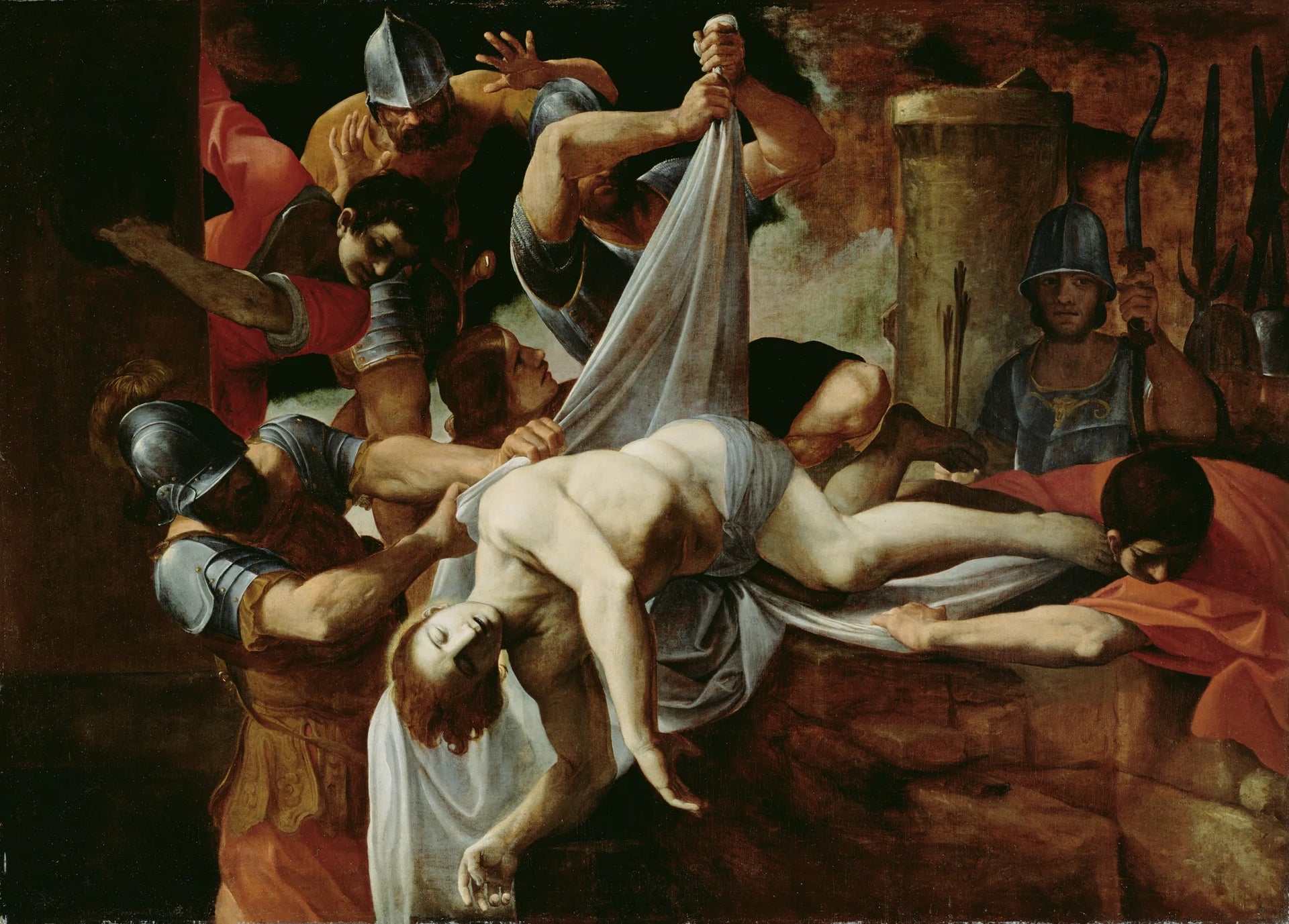 Saint Sébastien jeté dans la Cloaca Maxima - Ludovico Carracci image 1 copie peinte à la main à l’huile