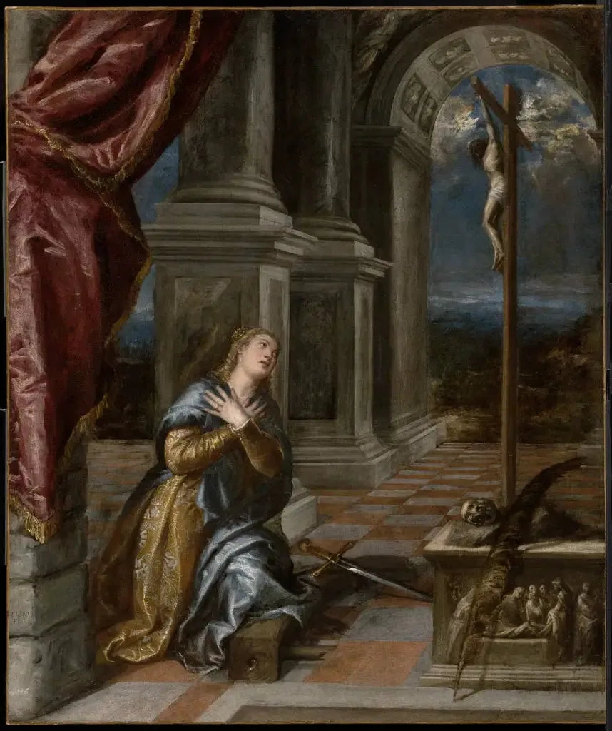 Sainte Catherine d'Alexandrie en prière - Titian image 1 reproduction artisanale de tableau