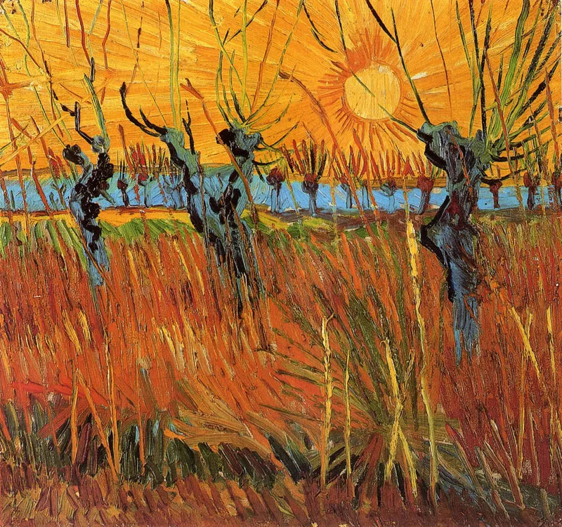 夕日の中の柳 - Vincent van Gogh