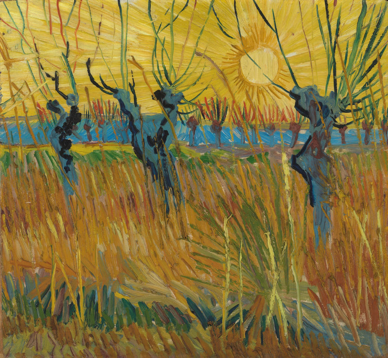 夕日の中の柳 - Vincent van Gogh