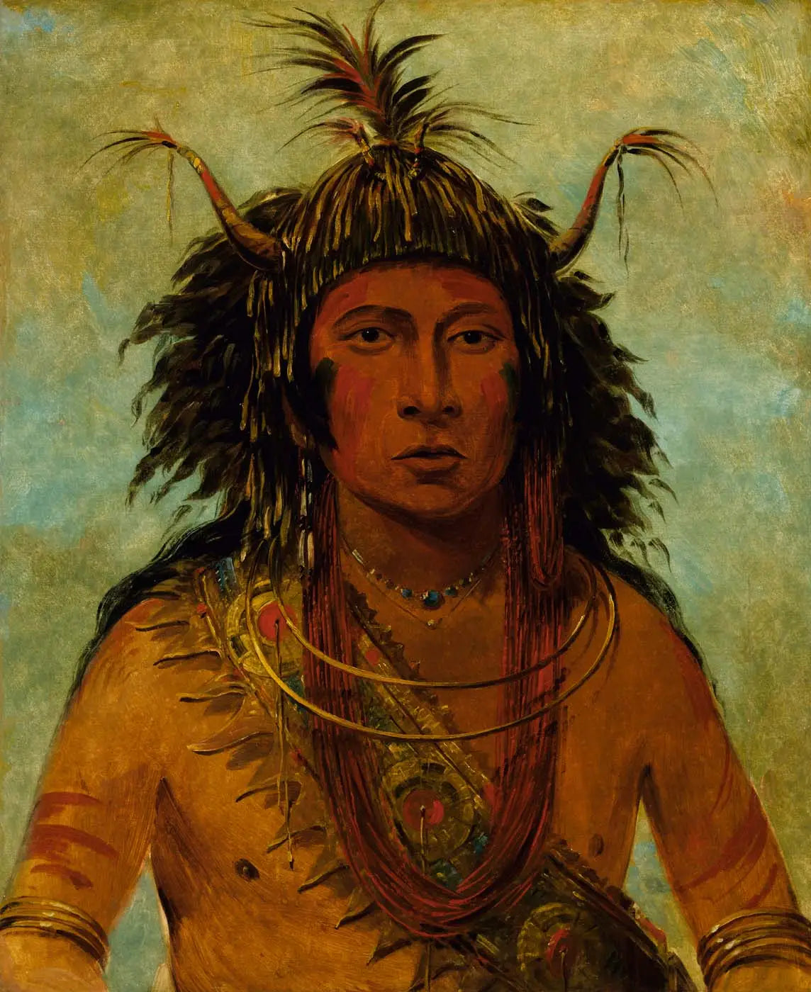 Say-say-gon, Tempête de grêle, Chef de guerre - George Catlin image 1 copie peinte à la main à l’huile