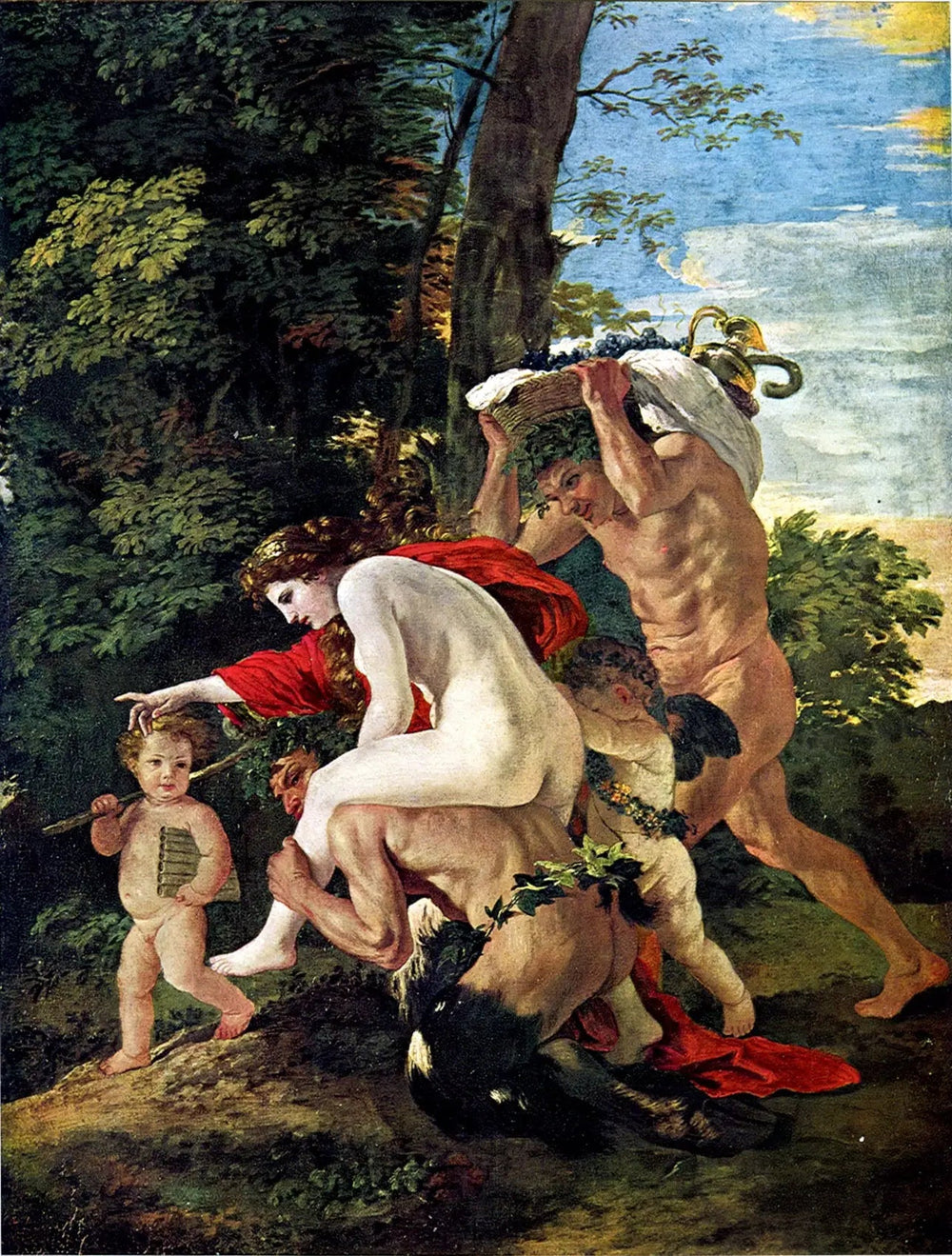 Scène bacchique ou Nymphe chevauchant un satyre - Nicolas Poussin image 1 copie peinte à la main à l’huile