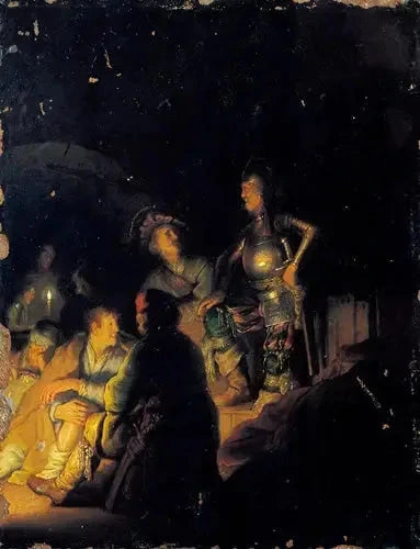 Scène biblique ou historique nocturne — Rembrandt, vers 1626–1628, Artizon Museum