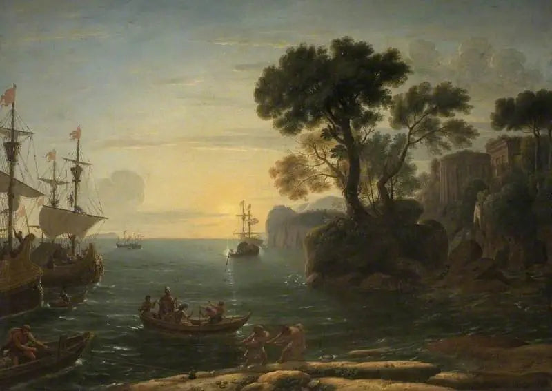 ラティウムでのエネーの上陸を描いた海岸の風景 - クロード・ロラン

Source:
Scène côtière avec le débarquement d'Énée au Latium - Claude Lorrain
