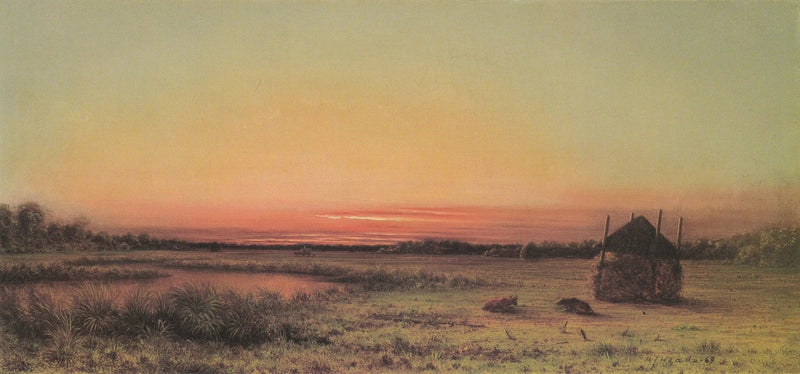 湿地の風景：畑の中の二頭の牛 - マーティン・ジョンソン・ヒード

Source:
Scène de marais : deux bovins dans un champ - Martin Johnson Heade