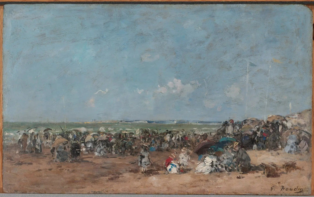 Scène de plage à Trouville - Eugène Boudin image 1 copie peinte à la main à l’huile