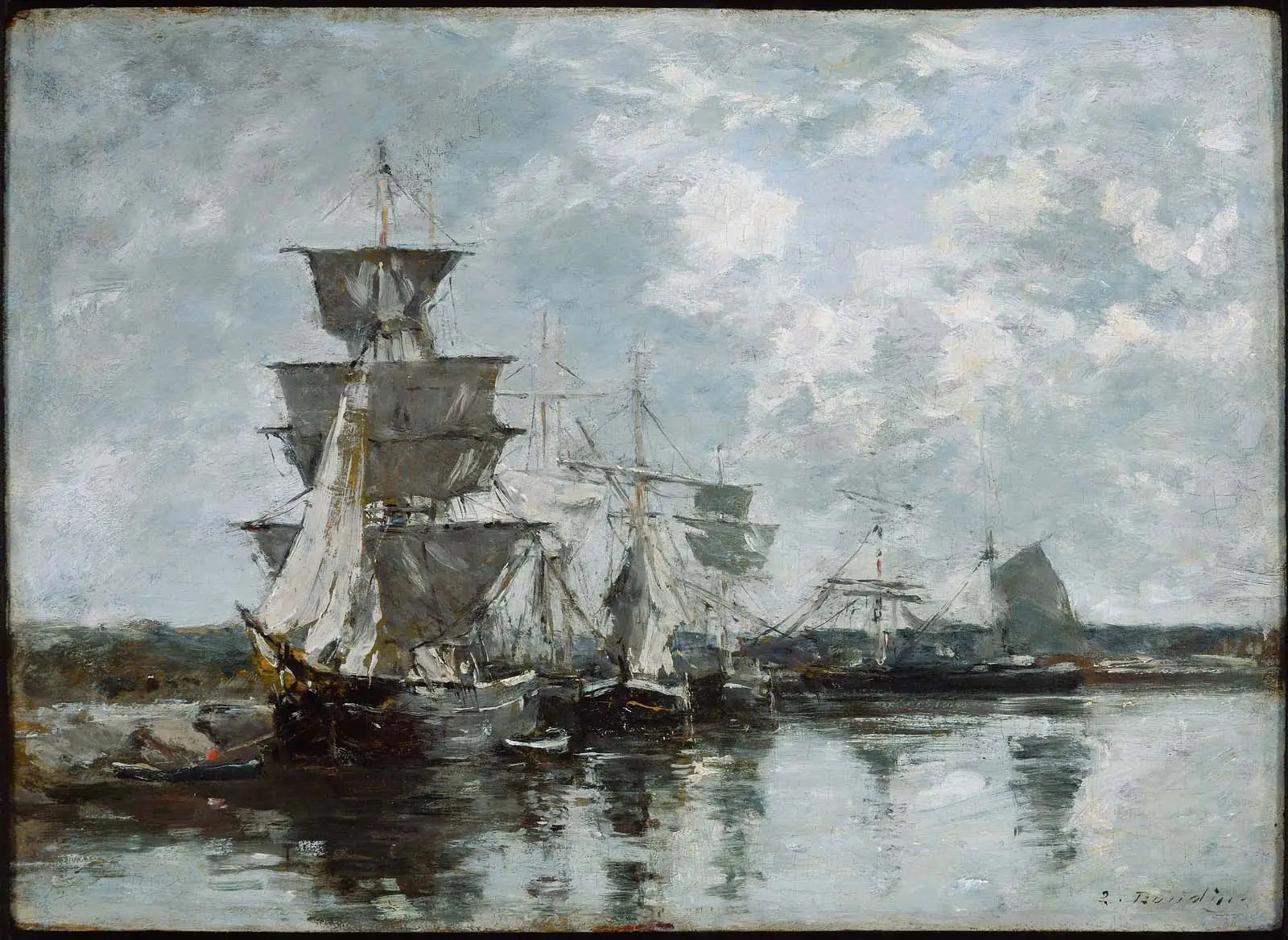 Scène de port - Eugène Boudin image 1 reproduction artisanale de tableau