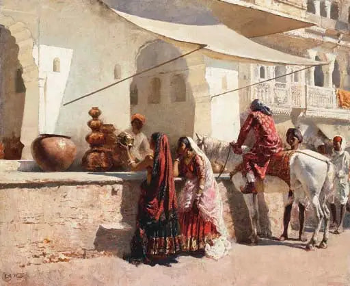Scène de rue du Rajasthan - Edwin Lord Weeks image 1 reproduction artisanale de tableau