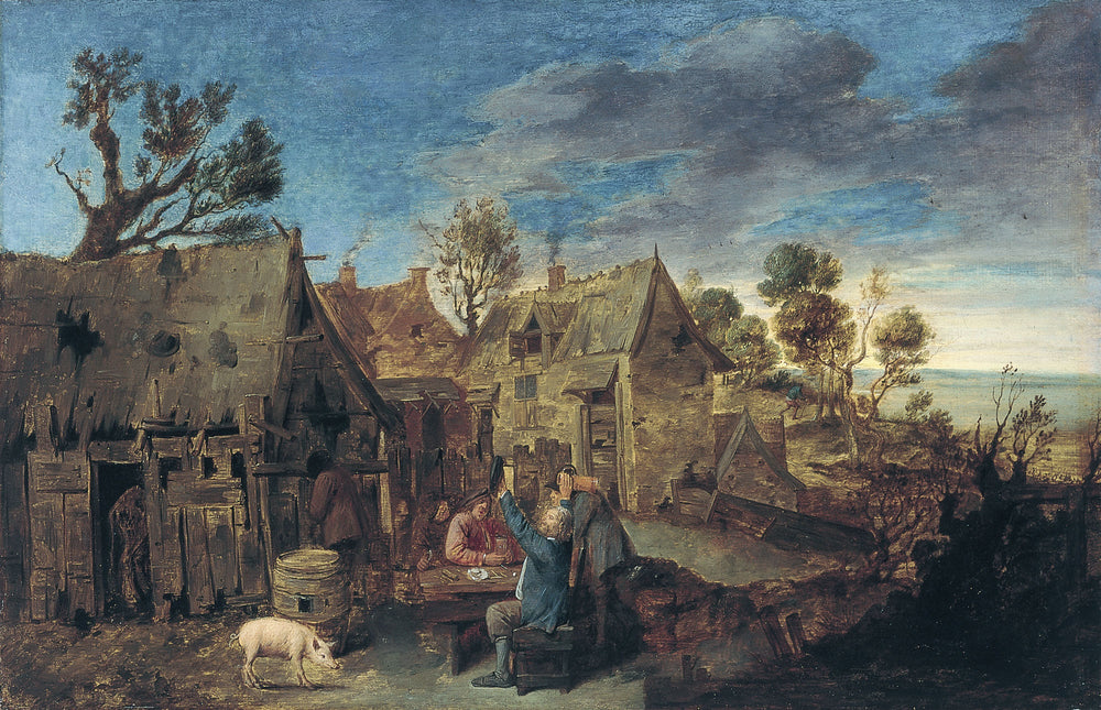 Scène de village avec hommes buvant - Adriaen Brouwer image 1 reproduction réalisée par Alpha Reproduction