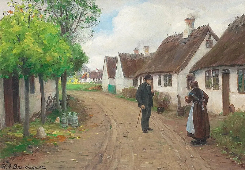 イェリンゲの村の風景と人々の会話 - H. A. Brendekilde

Source:
Scène de village de Jyllinge avec des personnes qui parlent. - H. A. Brendekilde