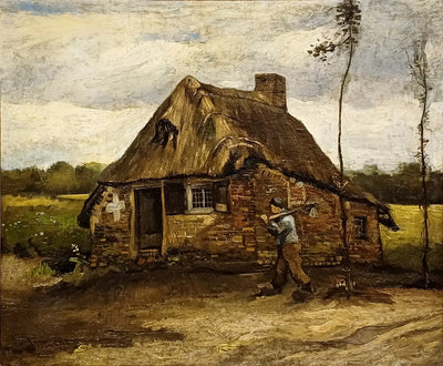 Reproduction du tableau « Scène d'un cottage avec un paysan rentrant chez lui - Vincent van Gogh » par Alpha Reproduction en peinture à l’huile