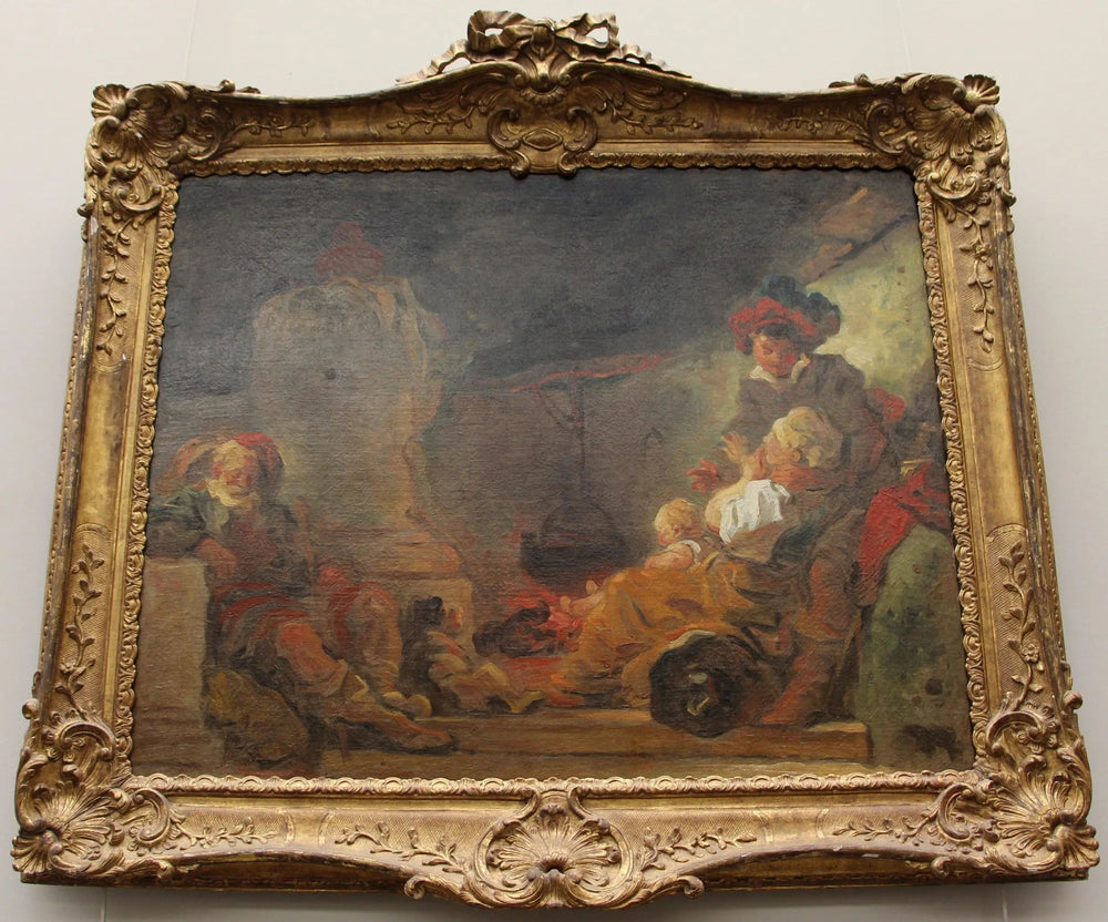 Scène nocturne, dite Le songe du mendiant - Jean-Honoré Fragonard image 1 copie peinte à la main à l’huile