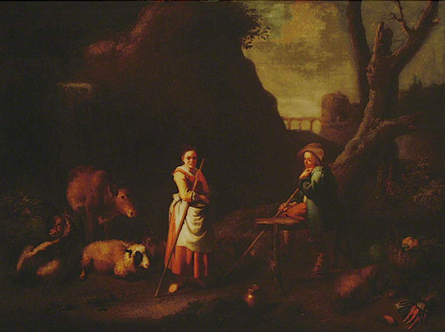 Scène pastorale avec enfants et animaux - Adriaen Brouwer image 1 tableau peint à l’huile sur toile