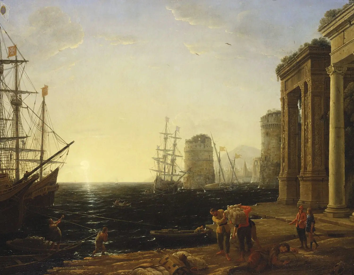 Scène portuaire au coucher du soleil - Claude Lorrain - Alpha Reproduction