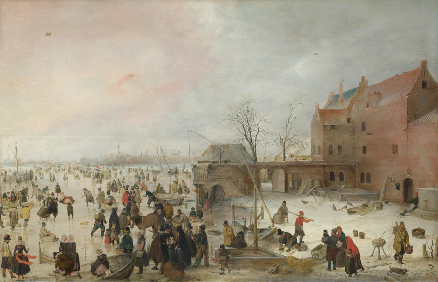 Une scène sur la glace près d'une ville - Hendrick Avercamp