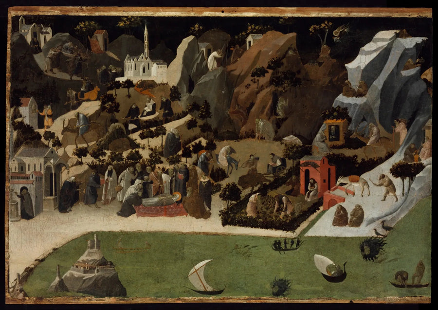 荒野の父たちの生活の場面（テバイデ） - フラ・アンジェリコ

Source:
Scènes de la vie des Pères du désert (Thébaïde) - Fra Angelico