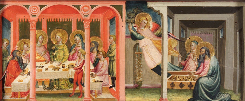 トビアスの物語の場面（トビアスとサラの結婚；大天使がトビトとアンに別れを告げる） - Bicci di Lorenzo