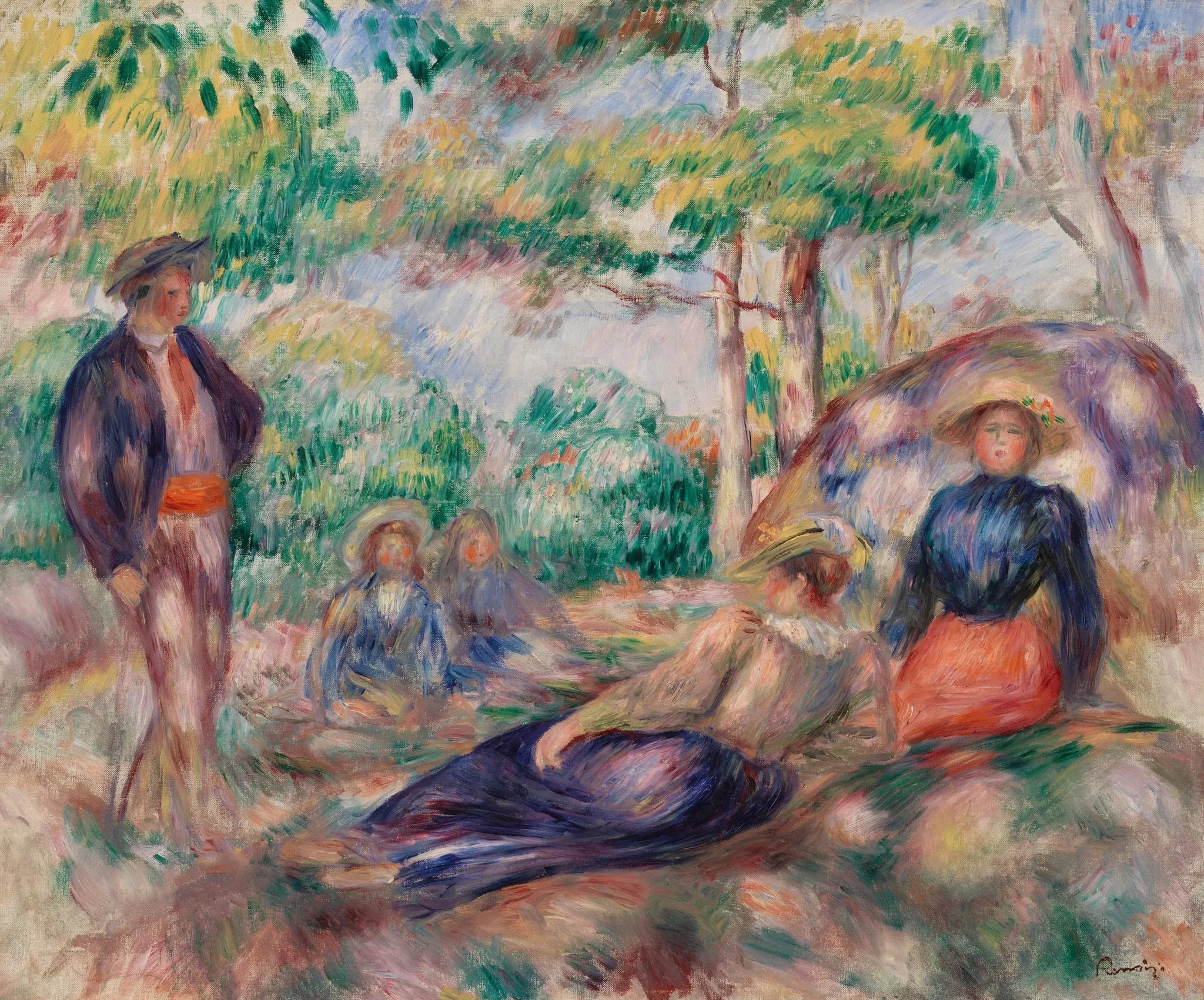 Se reposer dans l'herbe (Le Repos sur l'herbe) - Pierre-Auguste Renoir image 1 copie de tableau peinte à la main