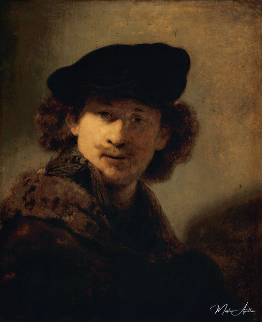 Self-Portrait avec béret en velours - Rembrandt van Rijn - Reproductions de tableaux et peintures haut de gamme