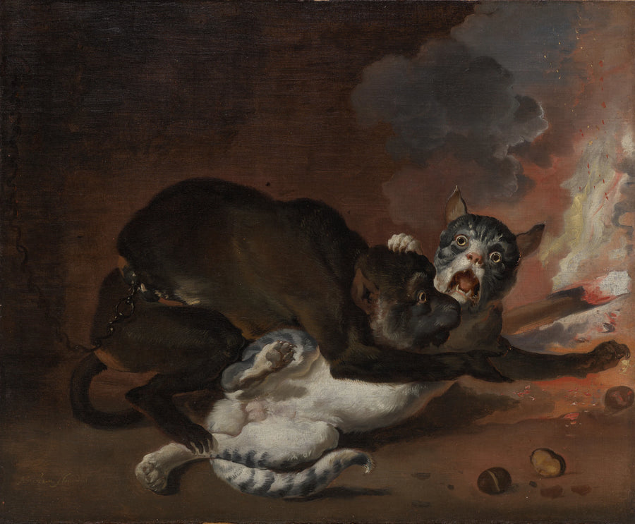 Le singe et le chat - Abraham Hondius