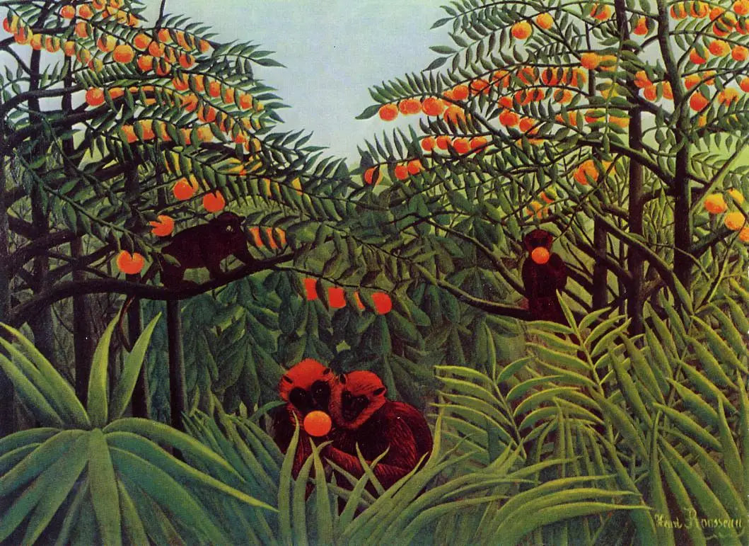 Singes dans la forêt vierge - Henri Rousseau image 1 reproduction d’œuvre d’art à l’huile