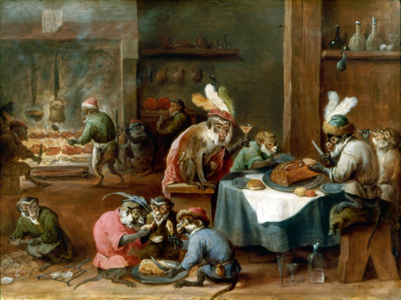 デヴィッド・テニエール・ル・ジュヌによるキッチンで食事をとるサルの絵

Source:
Singes prenant un repas dans une cuisine - David Teniers le Jeune
