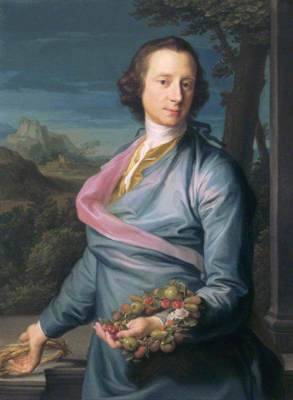サー・マシュー・フェザーストンホー、初代バロンネット、議員（1714-1774）、果物とトウモロコシの冠とともに - ポンペオ・バトーニ