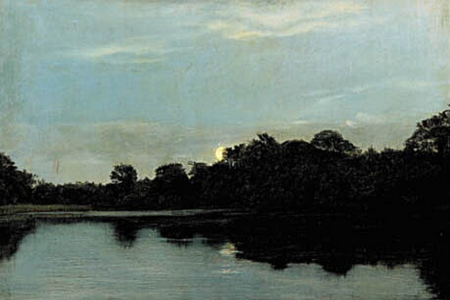 Soirée au bord d'un lac au clair de lune. - Carl Heinrich Bloch image 1 reproduction artisanale de tableau