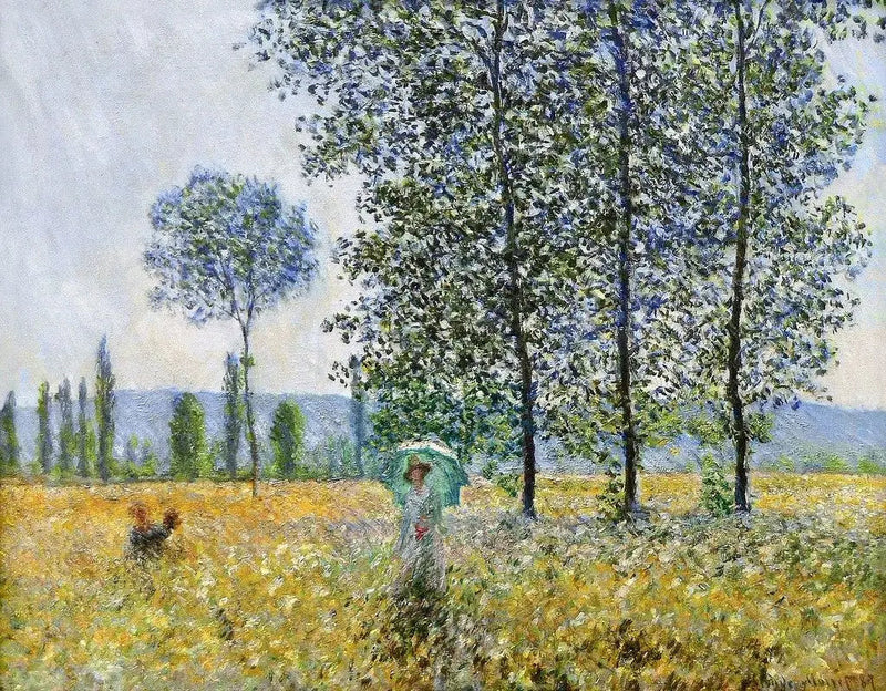 ポプラの木の下で、日差しの効果 - クロード・モネ