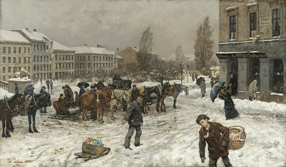 Stortings plass - Frits Thaulow image 1 copie de tableau peinte à la main
