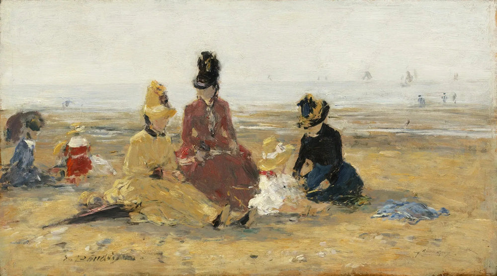 Sur la plage, Trouville - Eugène Boudin image 1 reproduction de peinture à l’huile