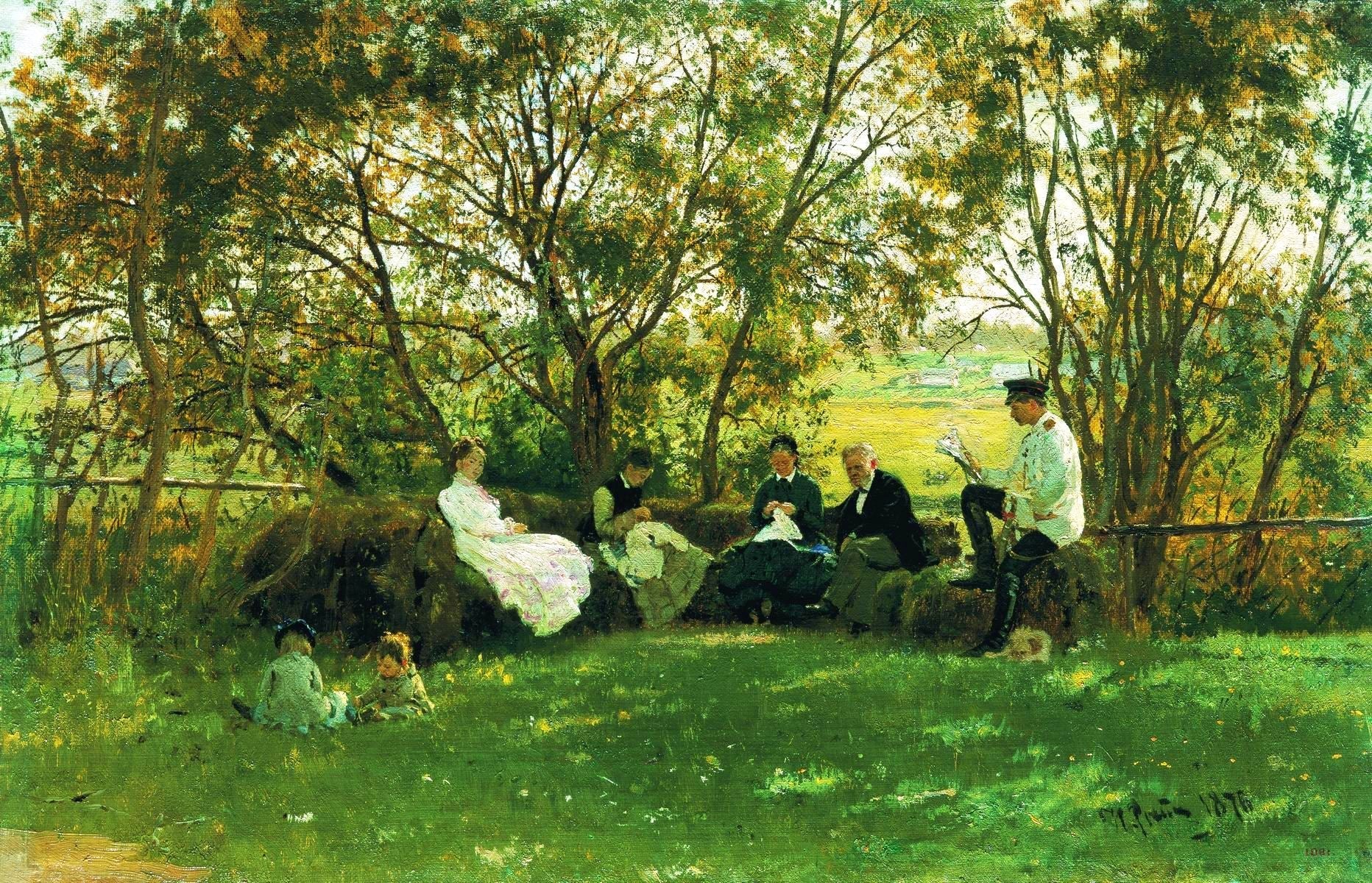 Sur un banc en gazon - Ilya Repin - Alpha Reproduction