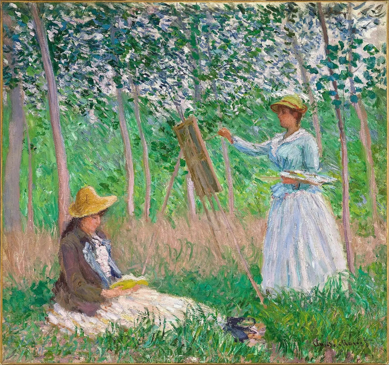 スザンヌが読書し、ブランシュが絵を描く - クロード・モネ