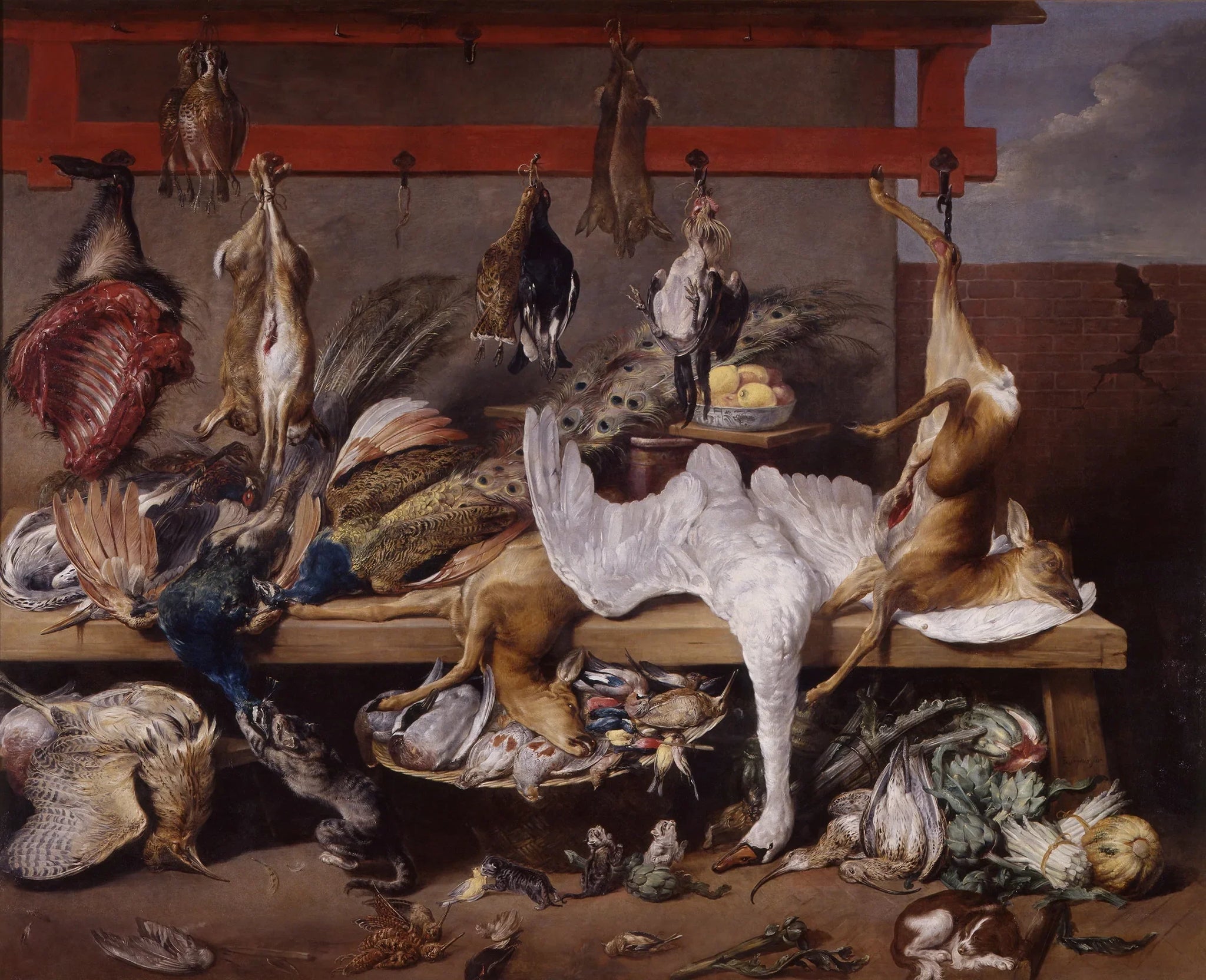Table de cuisine avec gibier, poissons et légumes - Frans Snyders image 1 copie de tableau peinte à la main