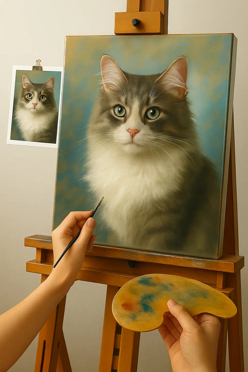 🎨 カスタム猫の絵画 – ユニークな油絵