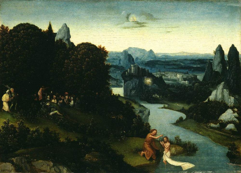 Taufe Christi und Johannespredigt - Joachim Patinier image 1 reproduction artisanale de tableau