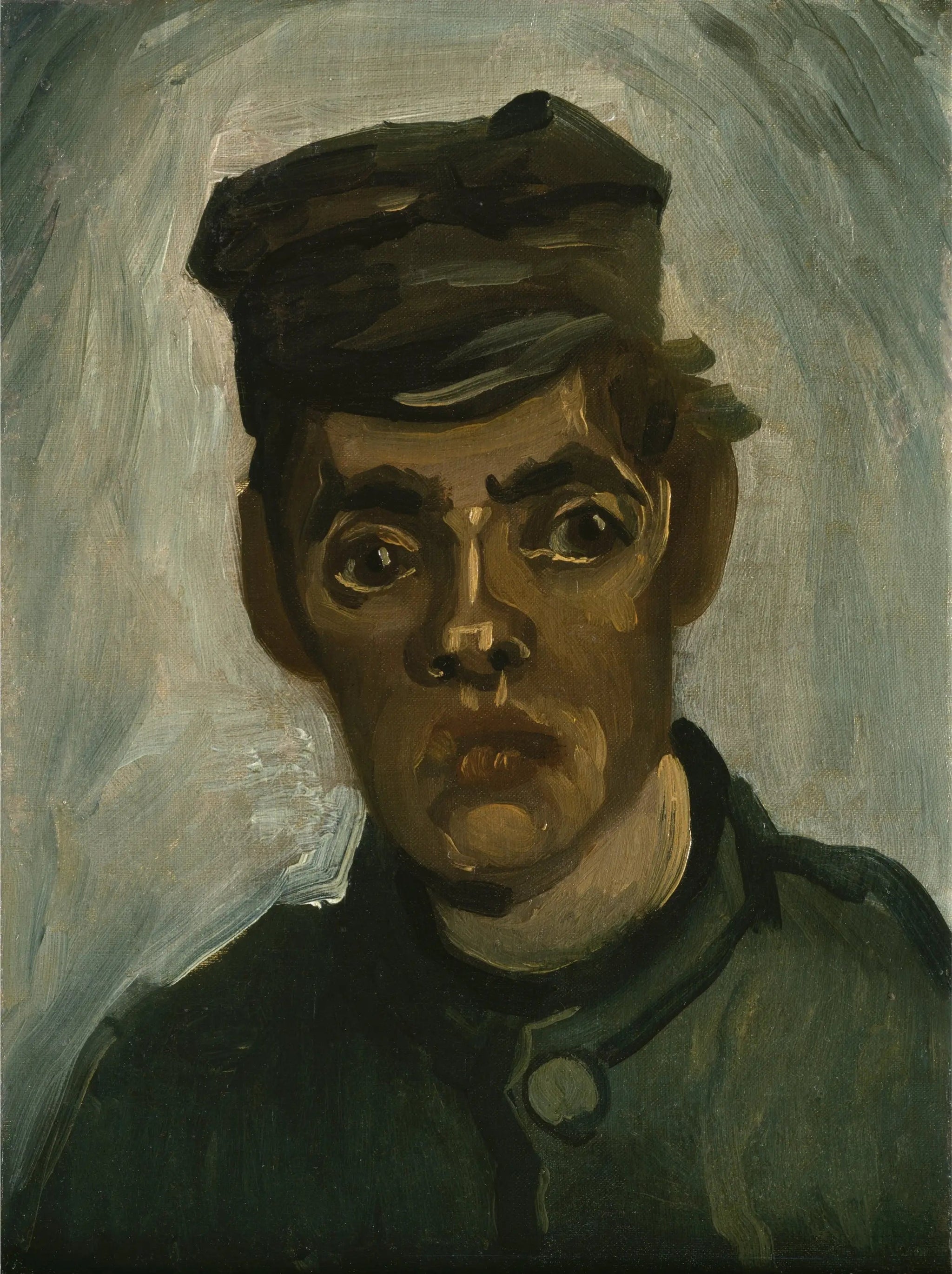 Tête d'un jeune paysan avec une casquette - Vincent van Gogh image 1 copie peinte à la main à l’huile