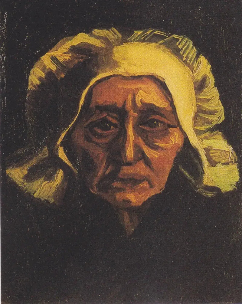 白い帽子をかぶった年老いた農婦の頭部 - Vincent van Gogh