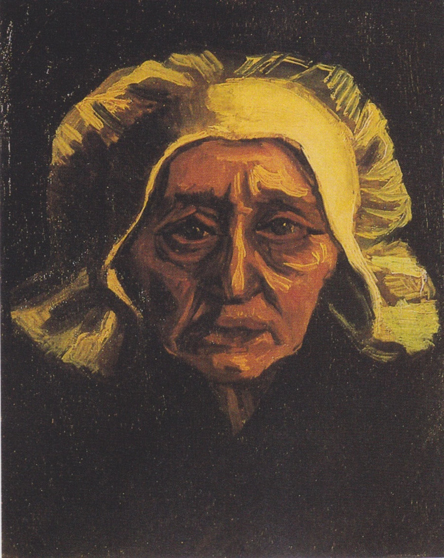 白い帽子をかぶった年老いた農婦の頭部 - Vincent van Gogh