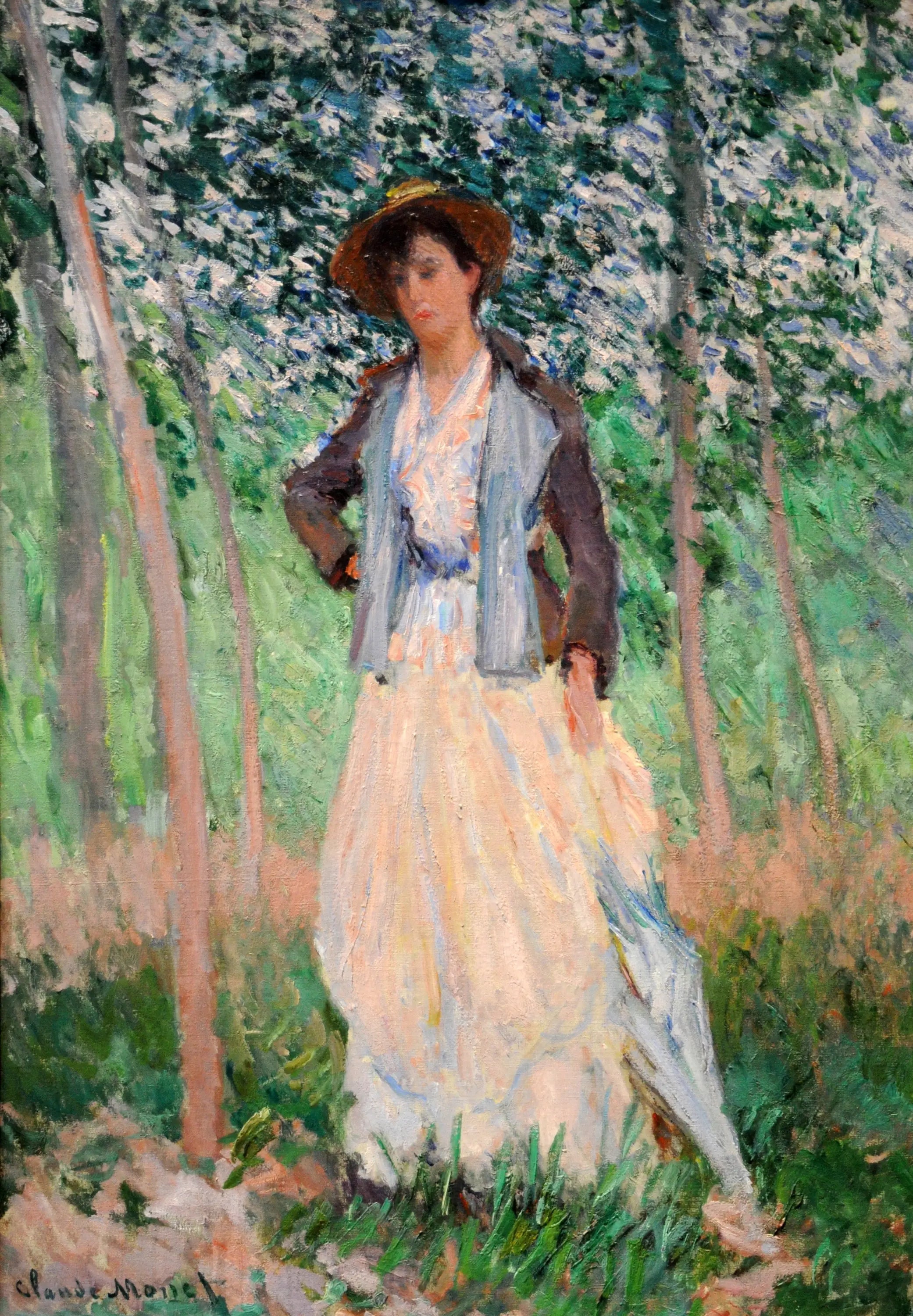 The Stroller (Suzanne Hoschedé, later Mrs. Theodore Earl Butler, 1868–1899) - Claude Monet image 1 reproduction artisanale de tableau