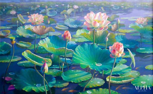 The Water Lilies II – Chaiyo | 160 x 100 cm Reproductions de tableaux à la peinture à l’huile