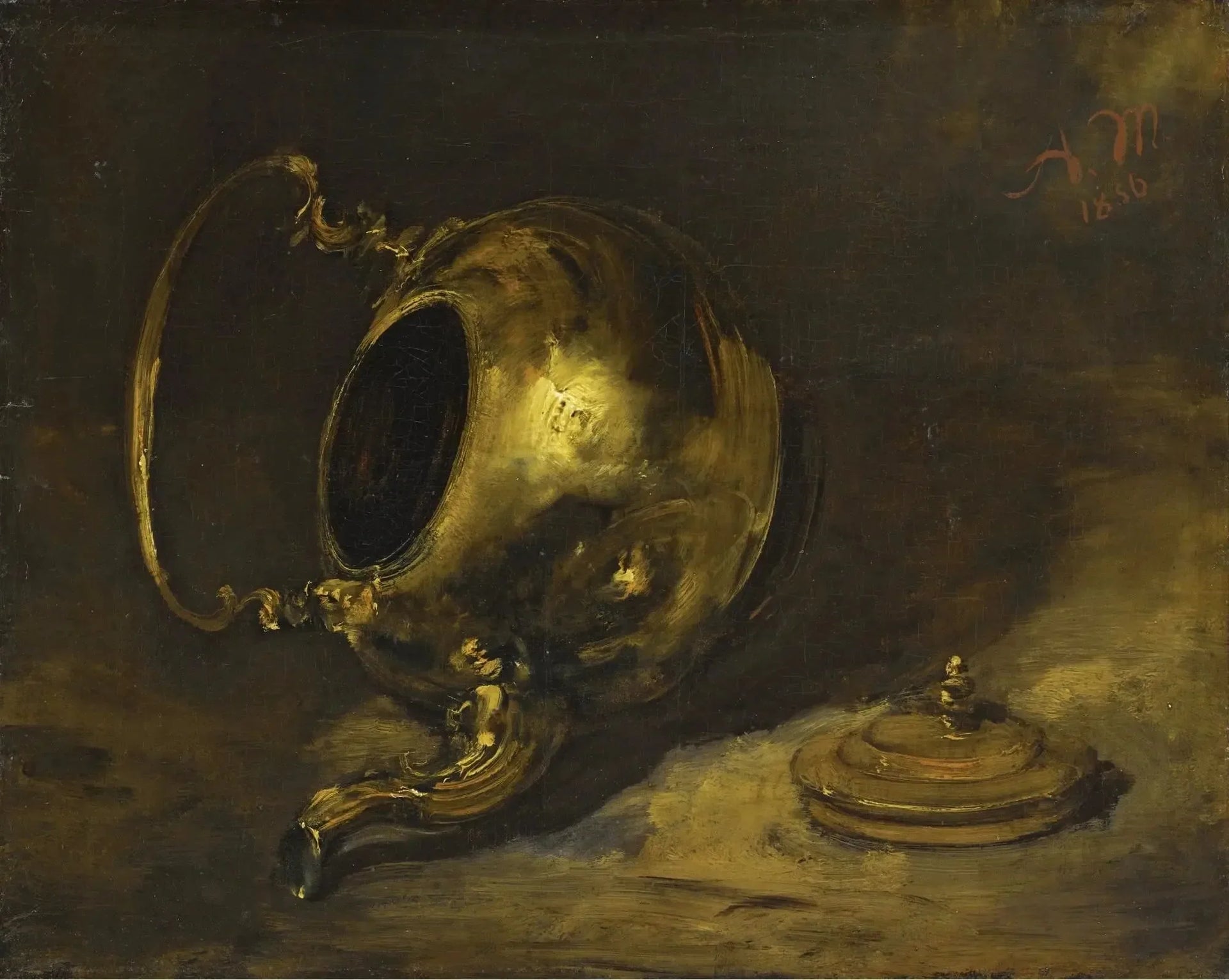 Théière renversée - Adolph von Menzel image 1 copie peinte à la main à l’huile