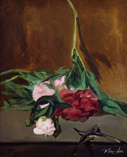 Tige de pivoines et sécateurs - Edouard Manet - Reproductions de tableaux et peintures haut de gamme