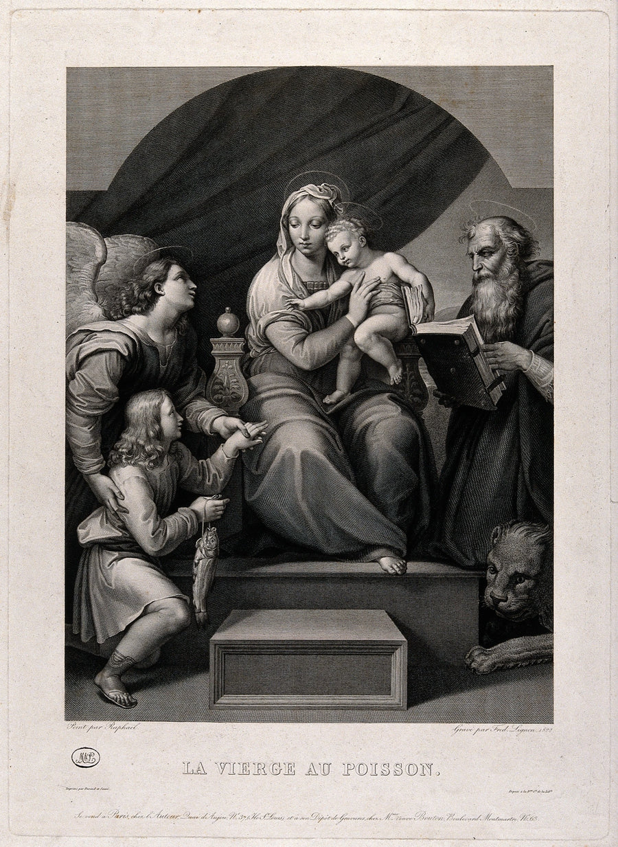 La Sainte Famille avec Raphaël, Tobias et saint Jérôme - Raphaël - Réproduction huile sur toile