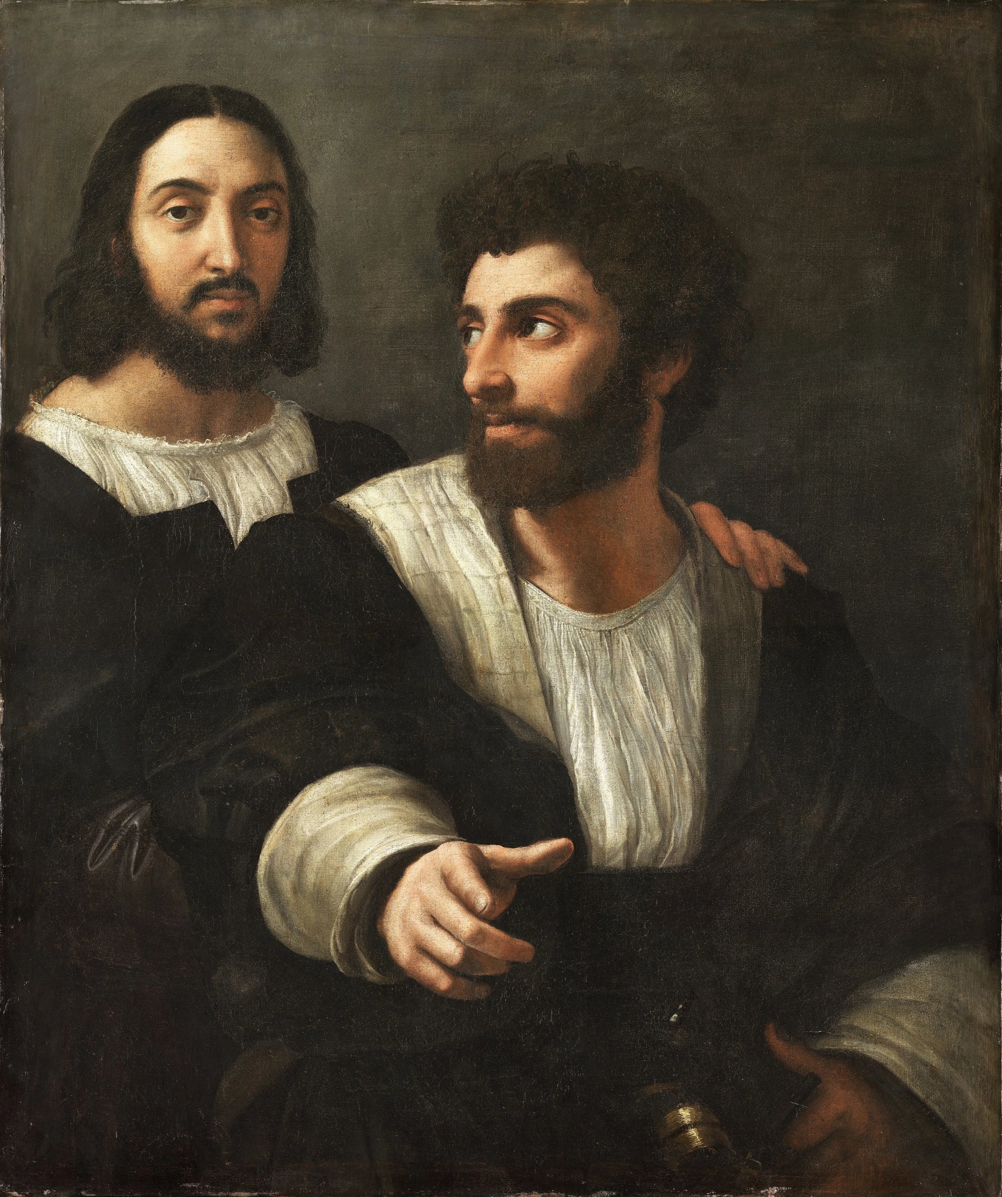 Portrait de l'artiste avec un ami - Raphaël Sanzio - Réproduction huile sur toile
