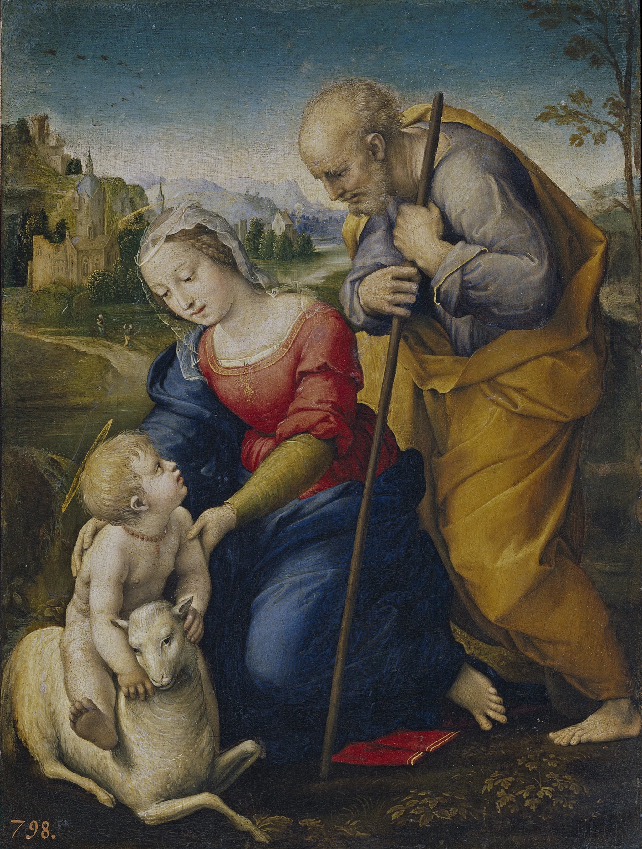 La Sainte Famille à l'agneau - Raphaël Sanzio - Réproduction huile sur toile