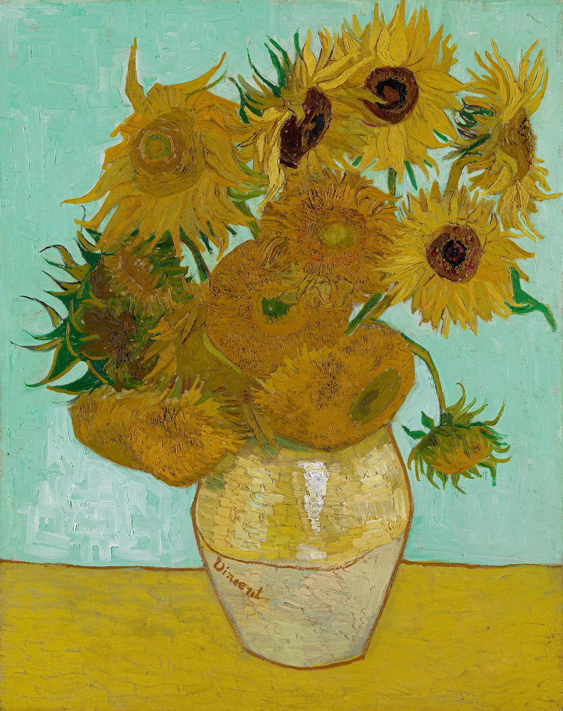 ひまわり（静物画：12本のひまわりの花瓶） - ヴィンセント・ヴァン・ゴッホ
