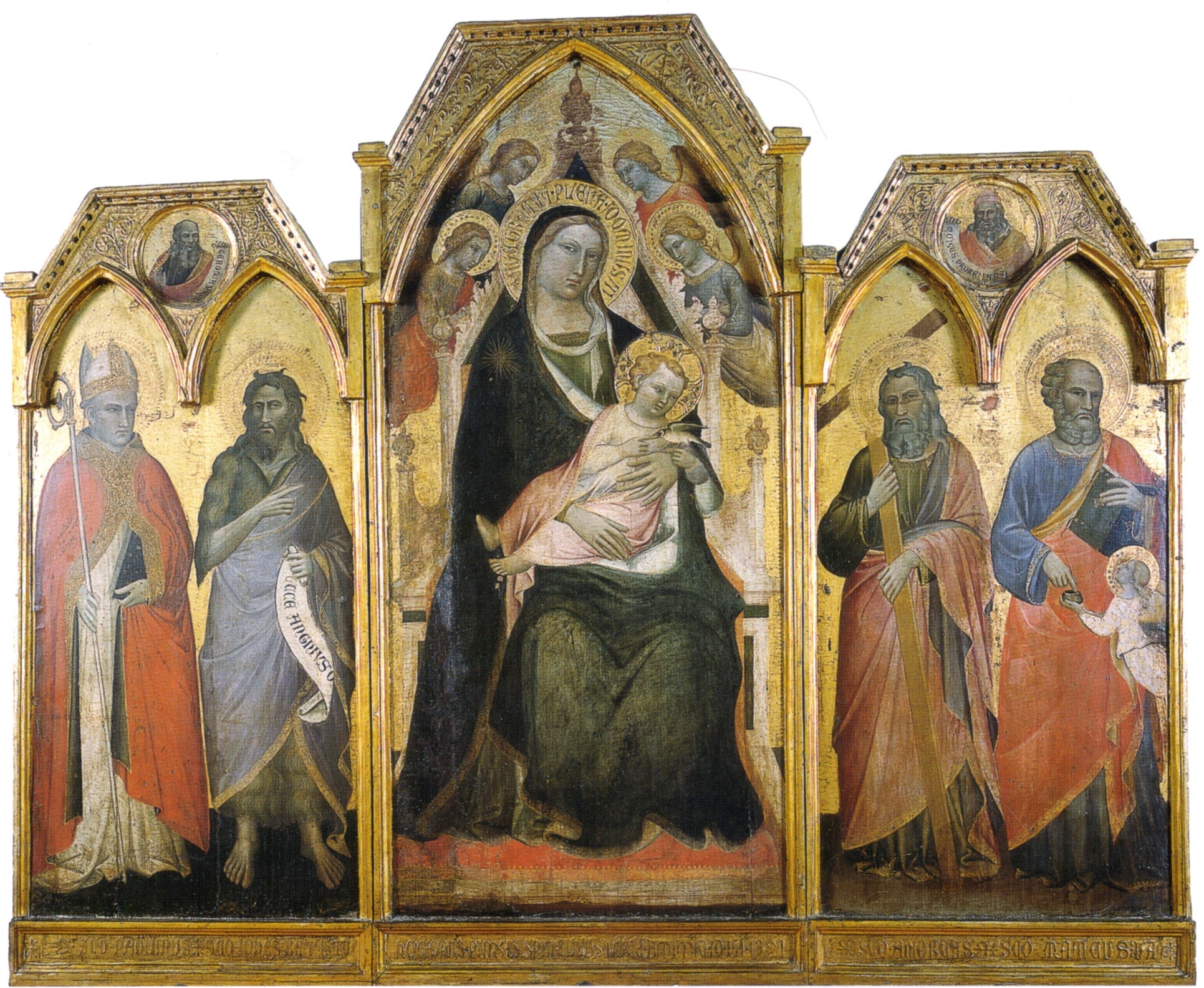 Triptyque de la Vierge à l’Enfant en majesté entouré de quatre saints - Spinello Aretino - Alpha Reproduction